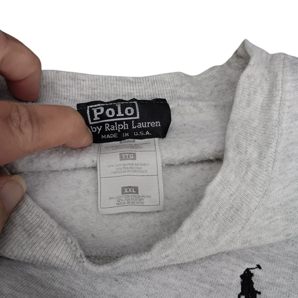 Vintage Y2K Polo‎ Ralph Lauren Sweatshirt XL Gray Crewneck USA Made Fleece Pony